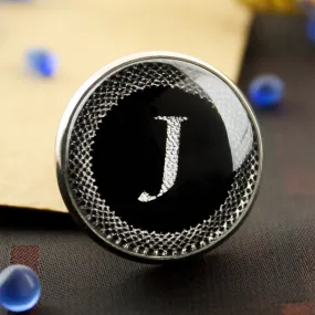 Kavove Alphabet 'J' Black Colour Lapel Pin