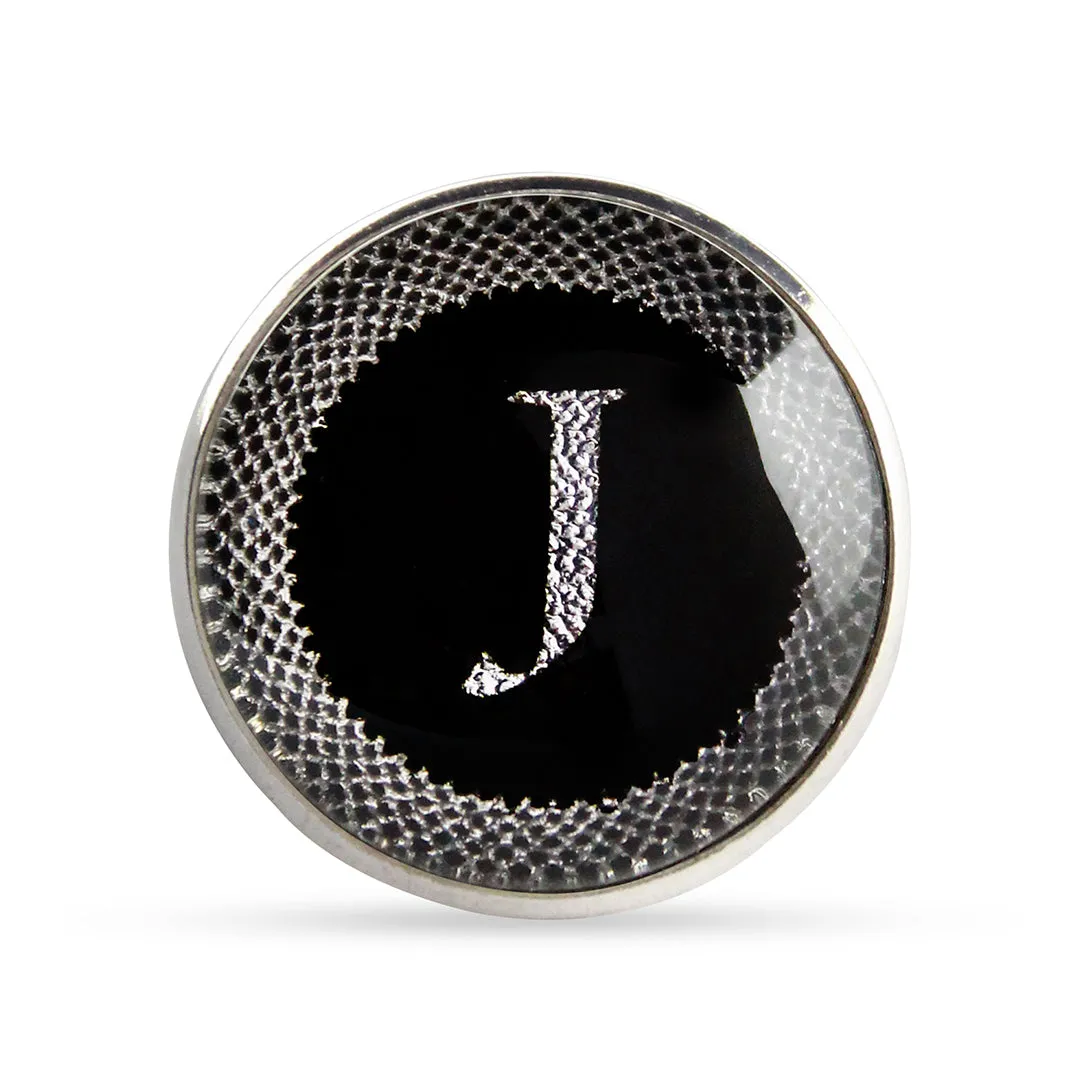 Kavove Alphabet 'J' Black Colour Lapel Pin