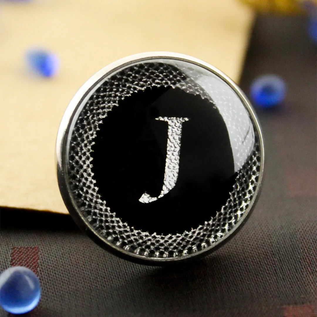 Kavove Alphabet 'J' Black Colour Lapel Pin