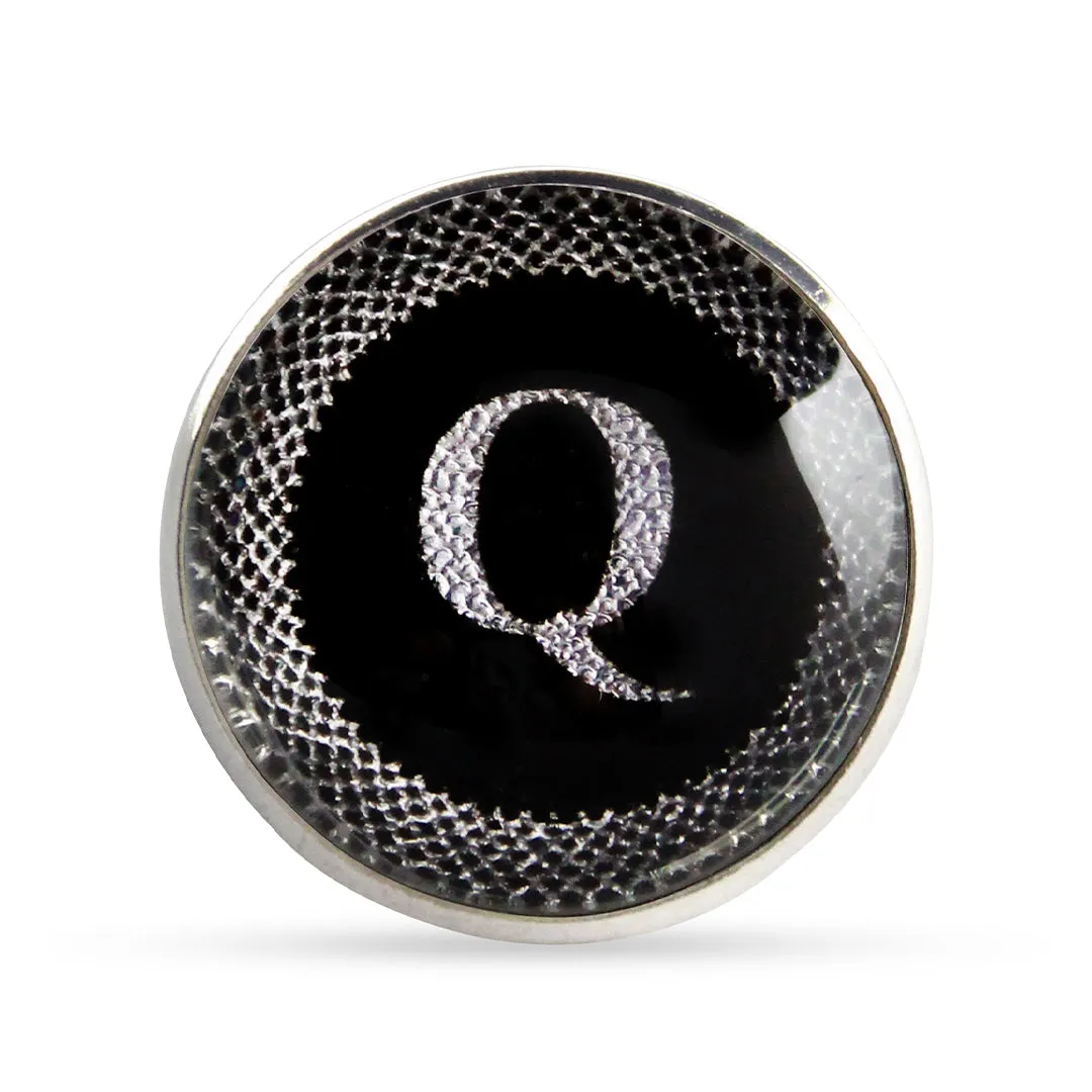 Kavove Alphabet 'Q' Black Colour Lapel Pin