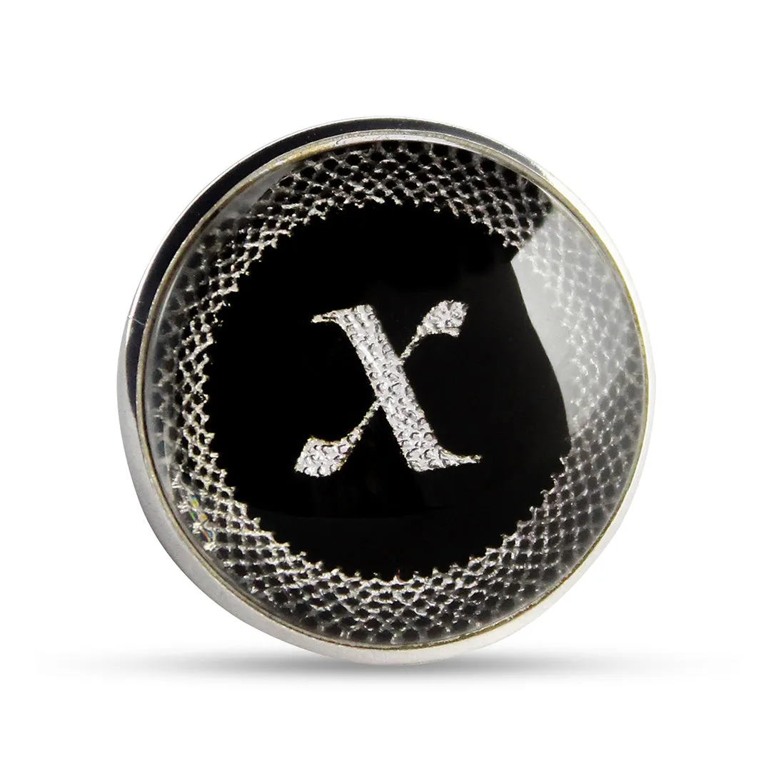 Kavove Alphabet 'X' Black Colour Lapel Pin