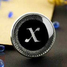 Kavove Alphabet 'X' Black Colour Lapel Pin