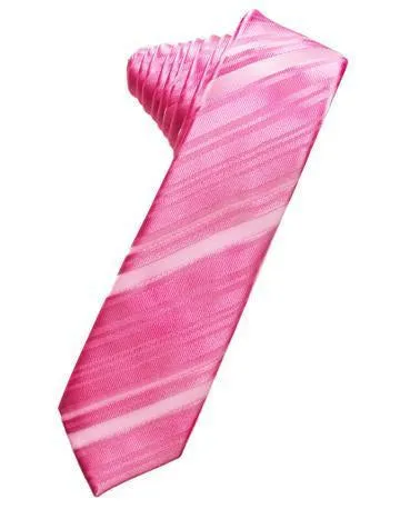 Kelly Striped Satin Skinny Necktie