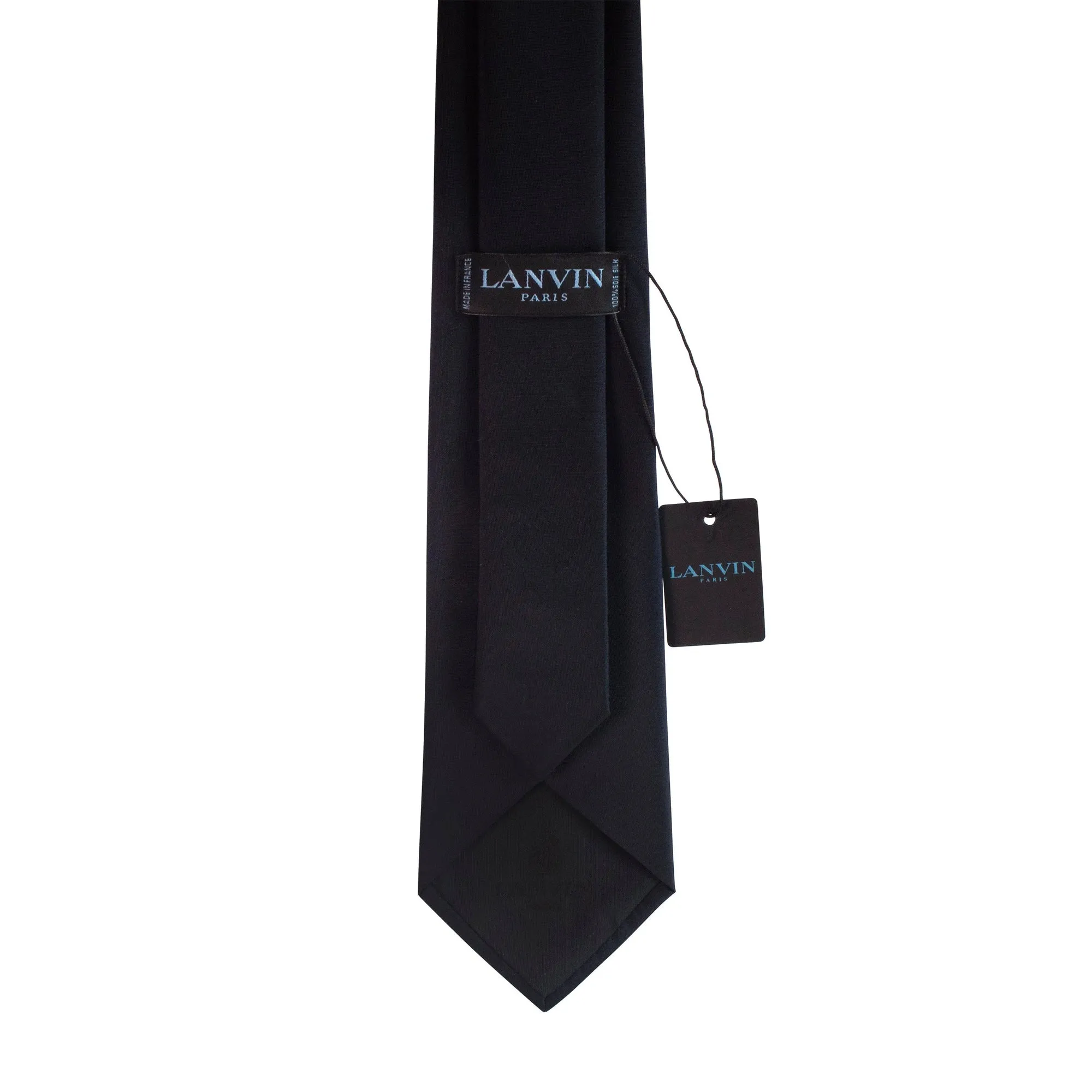 Lanvin Scarab Beetle Embroidered Silk Satin Necktie in Navy Blue