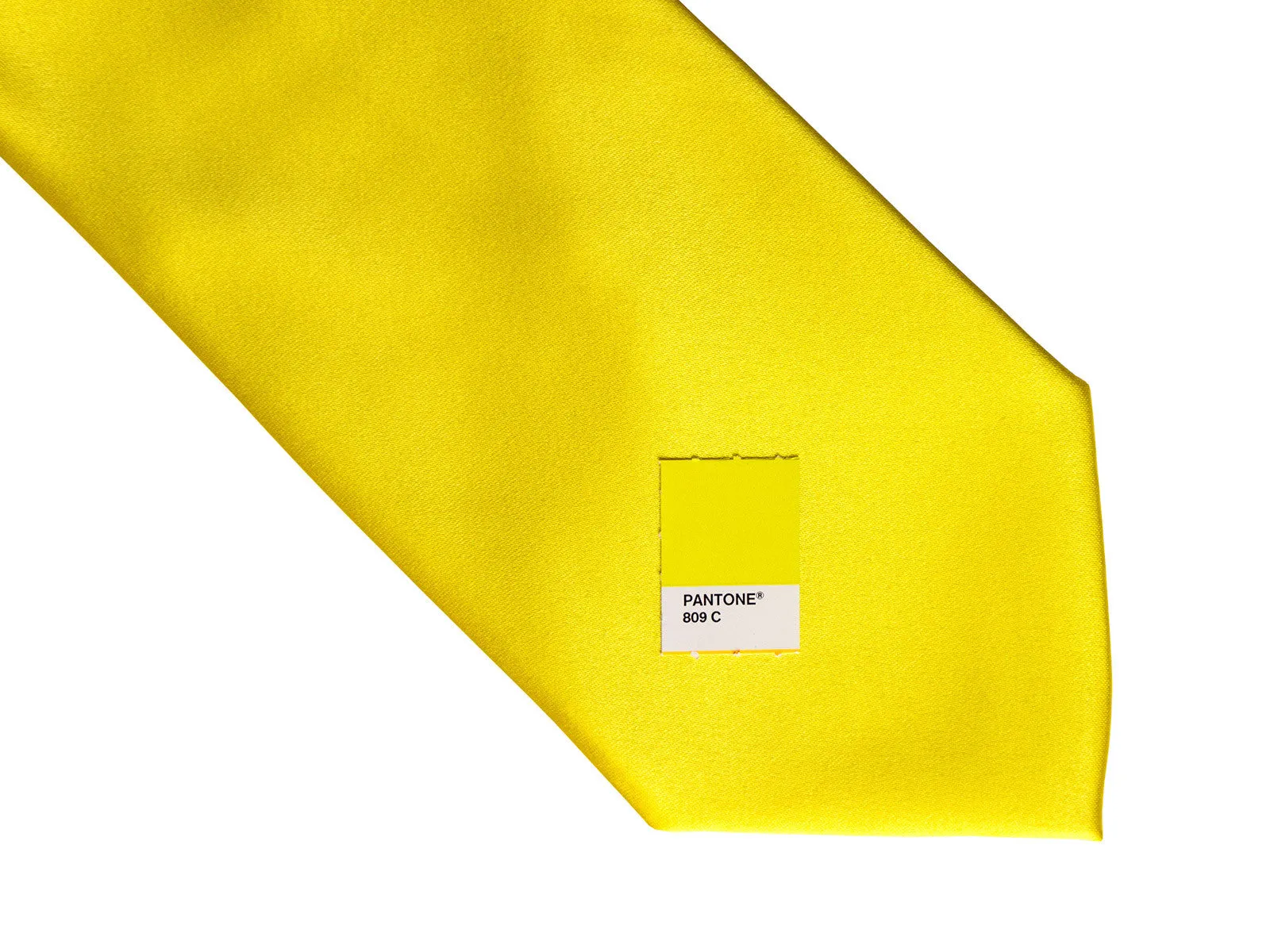 Lemon Yellow Necktie. Solid Color Satin Finish Tie, No Print