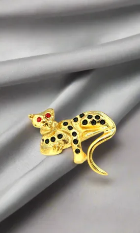 Leopard Cat Gold Crystal Brooch / Scarf Pin