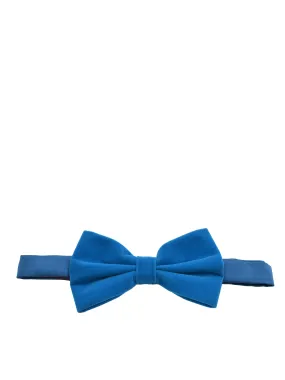 Light Blue VELVET Bow Tie and Pocket Square Set