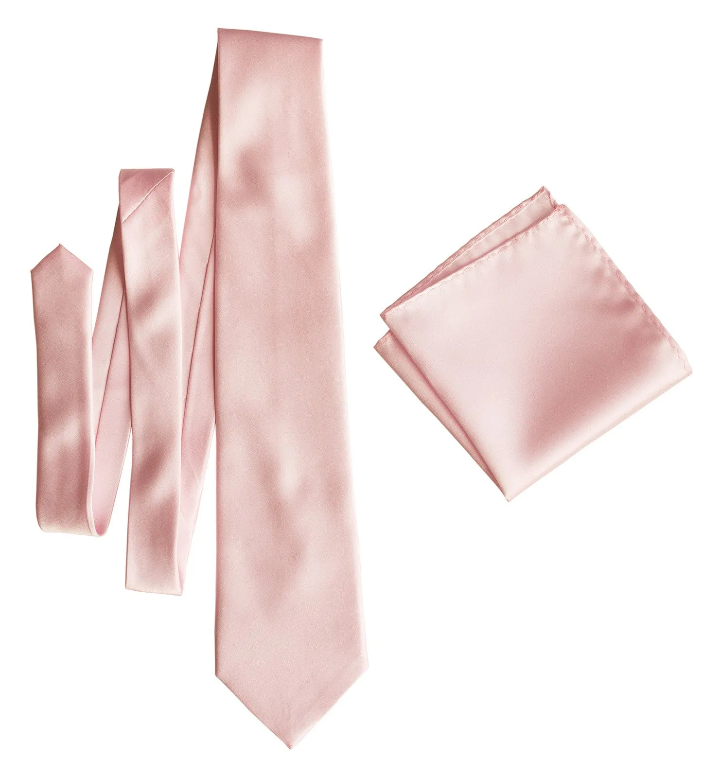 Light Pink Necktie. Solid Color Satin Finish Tie, No Print