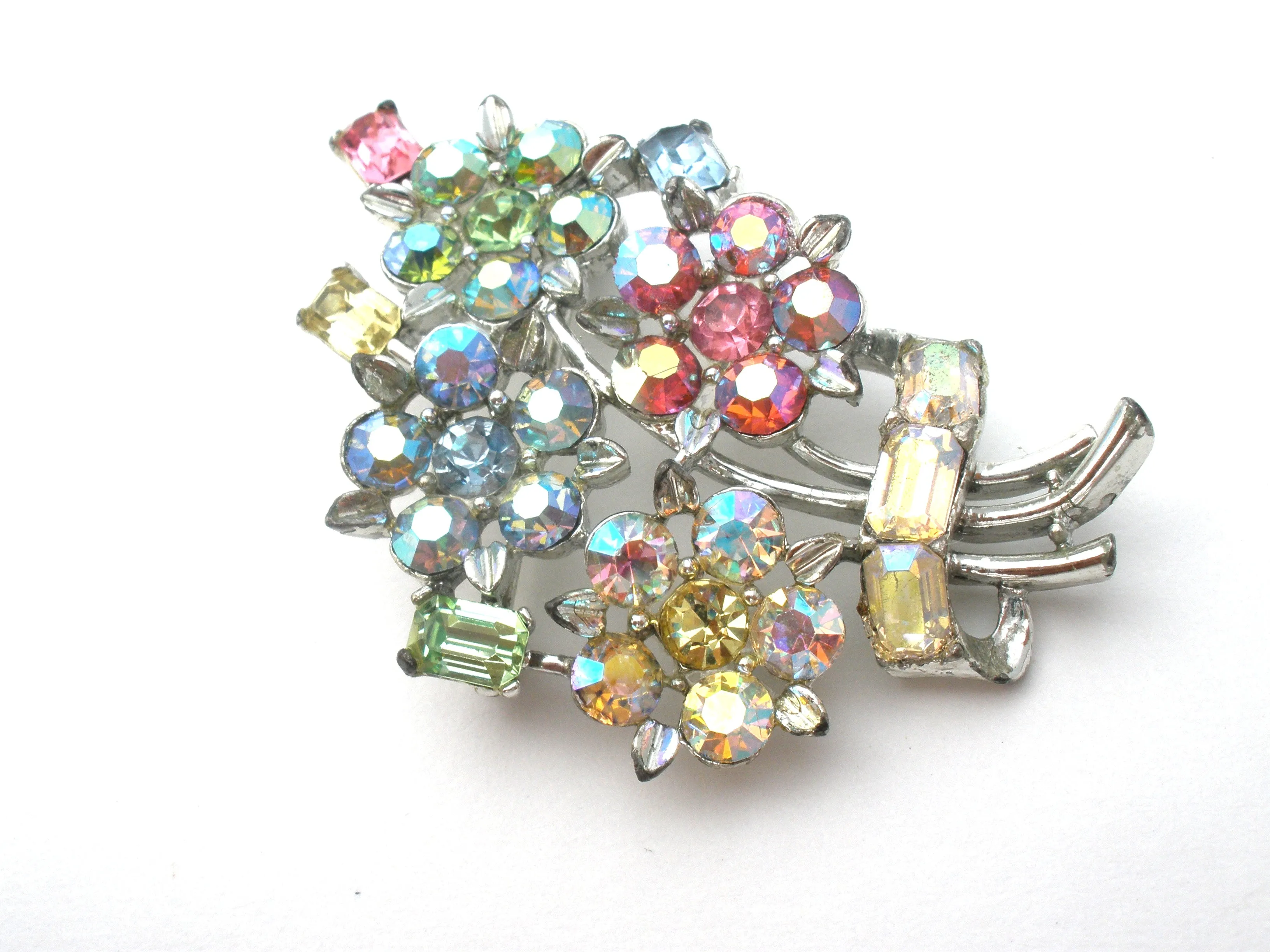 Lisner Flower Rhinestone Brooch Pin Vintage