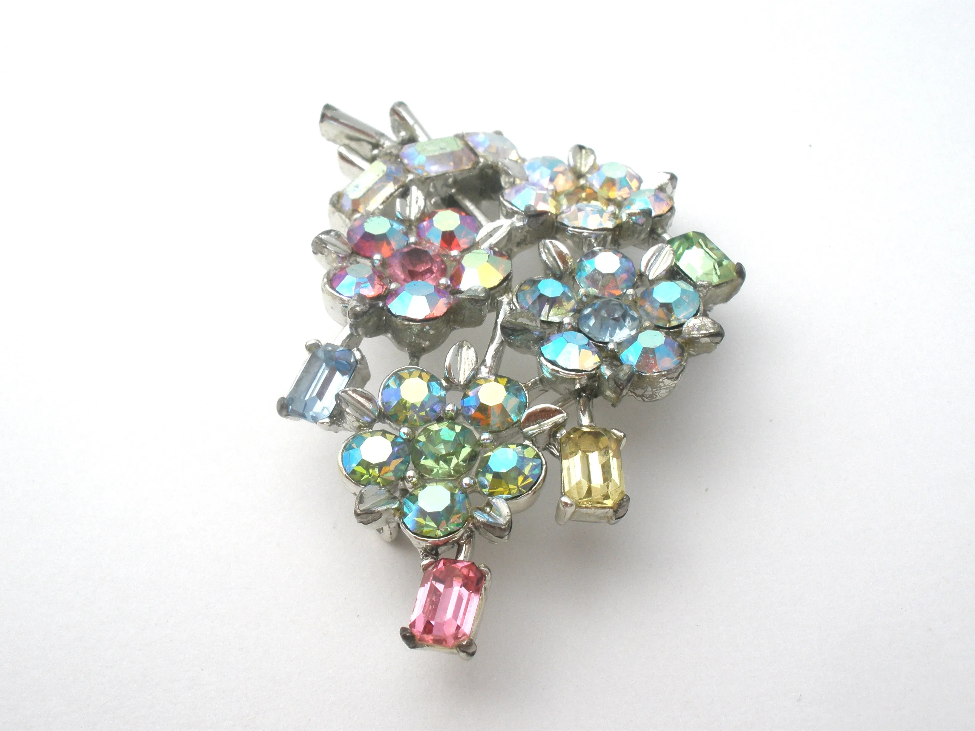 Lisner Flower Rhinestone Brooch Pin Vintage