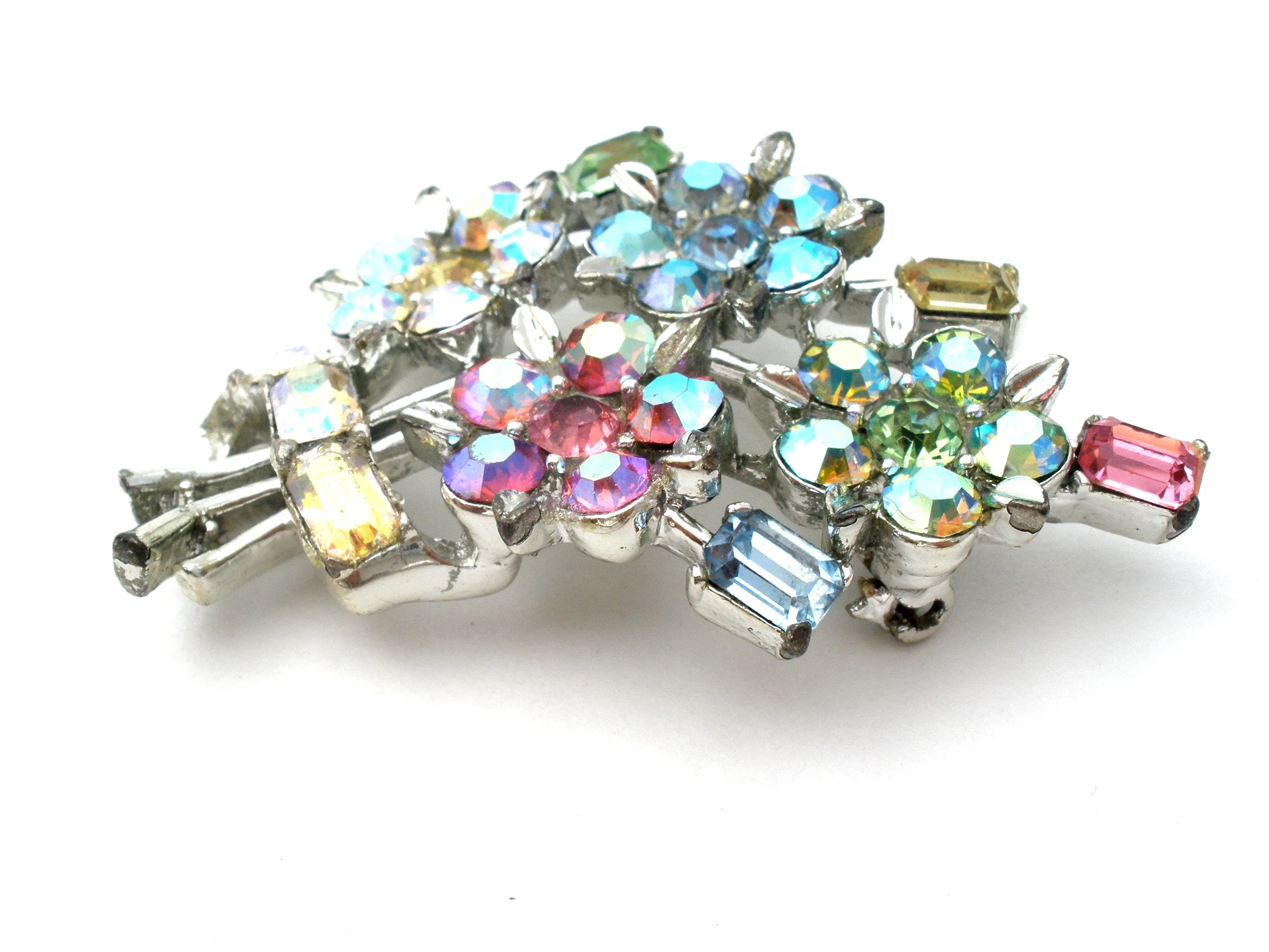 Lisner Flower Rhinestone Brooch Pin Vintage