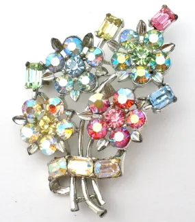 Lisner Flower Rhinestone Brooch Pin Vintage