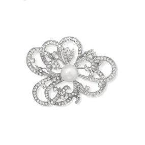 Looped Fashion Pin with Crystal and Simulated Pearl