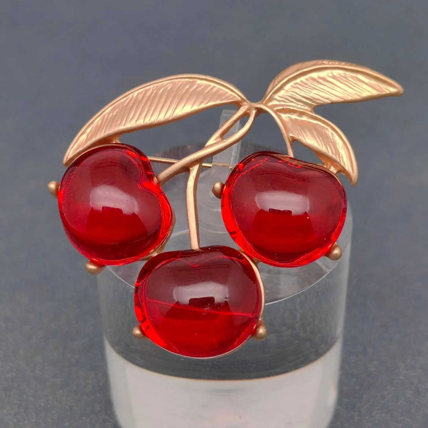 Lucite Cherry Brooch