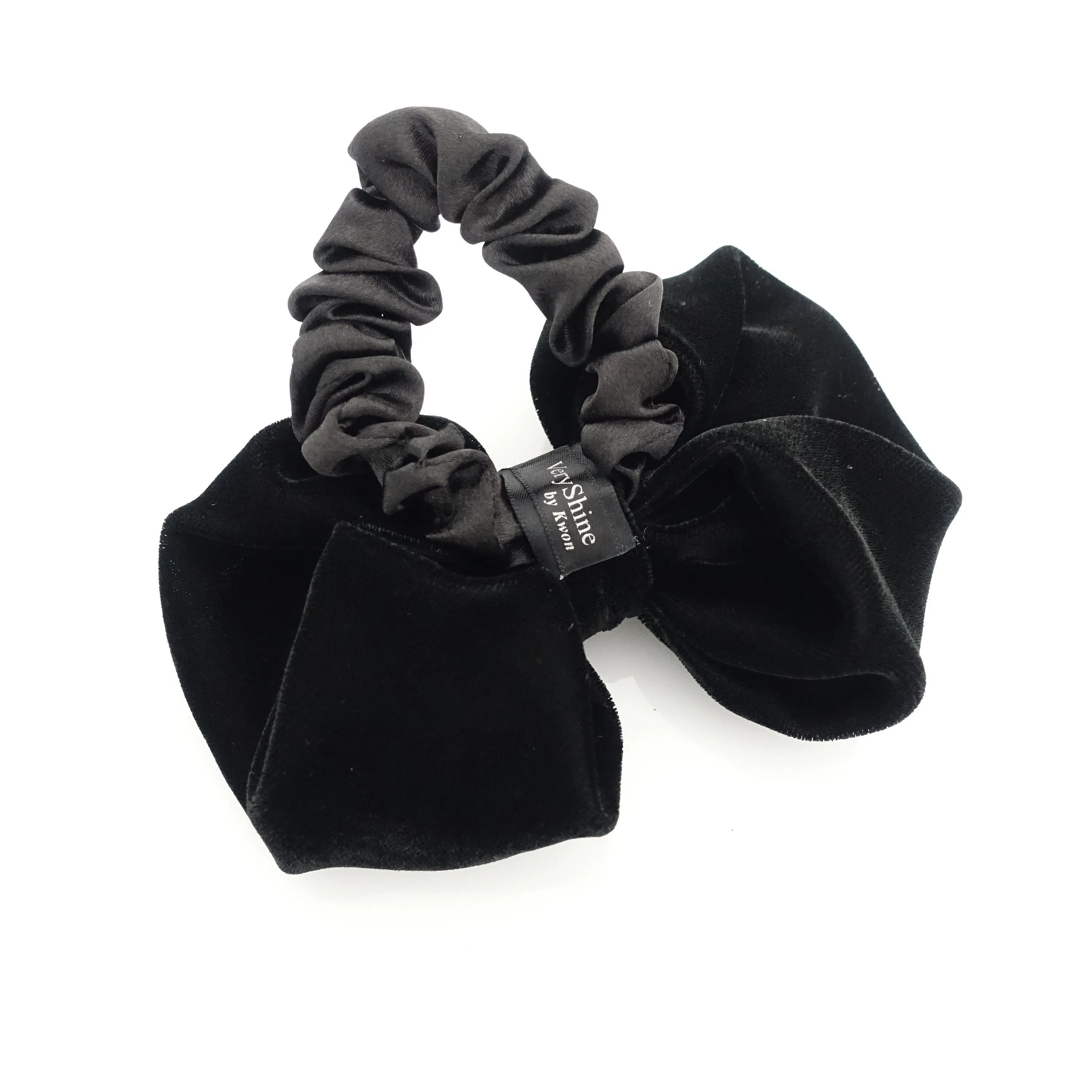 Luxury soft silk velvet balloon hair bow scrunchies pearl embellished scrunchy black velvet hair tie ponytail holder women scrunchy new