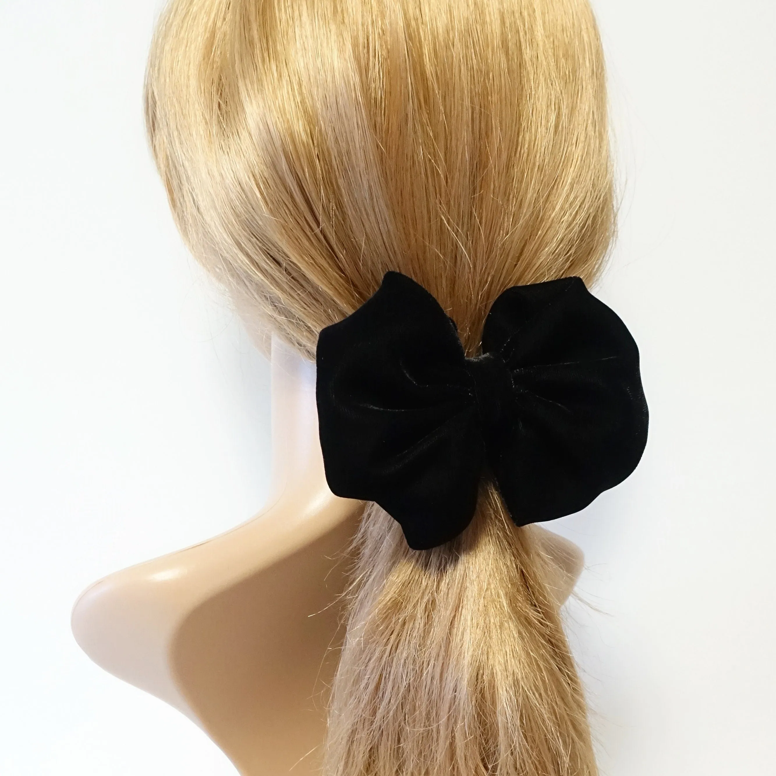 Luxury soft silk velvet balloon hair bow scrunchies pearl embellished scrunchy black velvet hair tie ponytail holder women scrunchy new