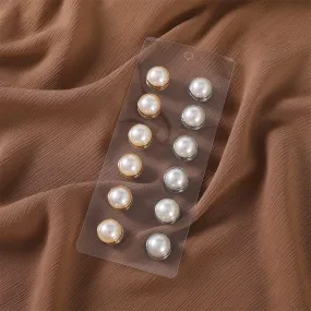 MAC126 Pearl Magnetic Buckle Hijab 12 pcs Brooches