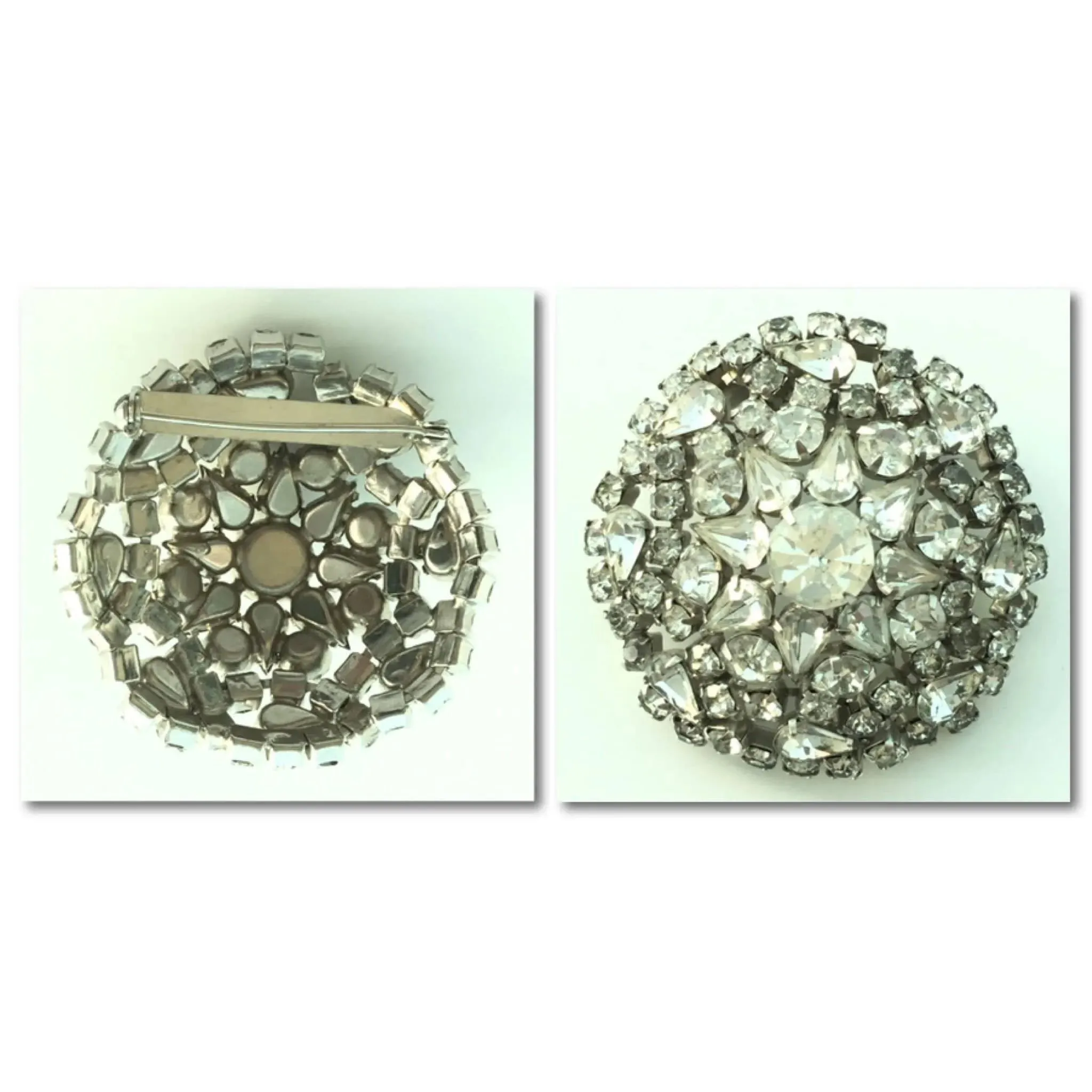 Magnificent 3-dimensional vintage clear rhinestone brooch