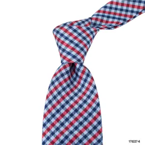 MarZthomson  8cm Gingham Checks Tie in Red and Blue J