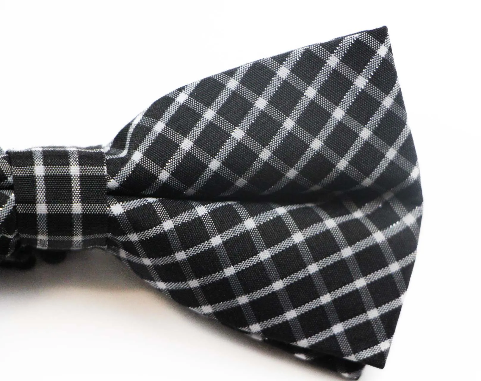 Mens Black & White Patterned Cotton Bow Tie