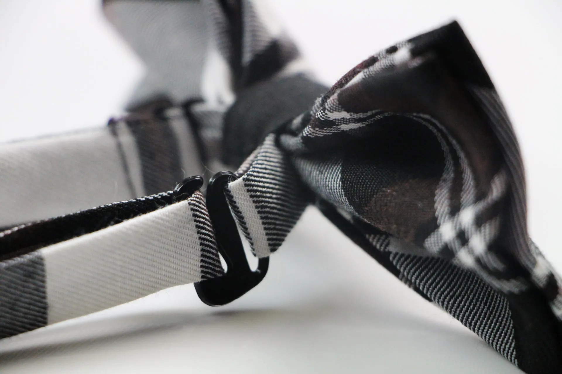 Mens Black And White Patterned Cotton Bow Tie