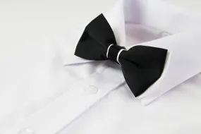 Mens Black On White Two Tone Layered Bow Tie