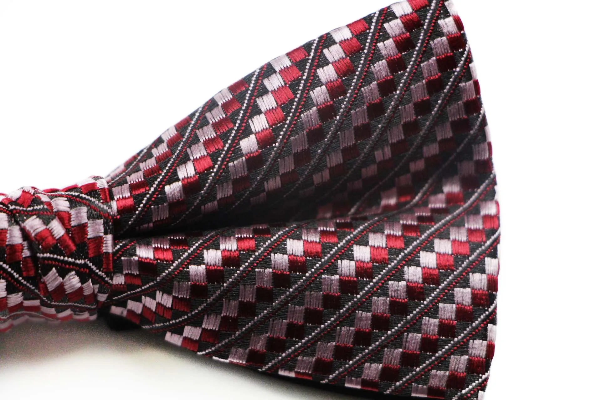 Mens Black, Red & Pink Patterned Bow Tie