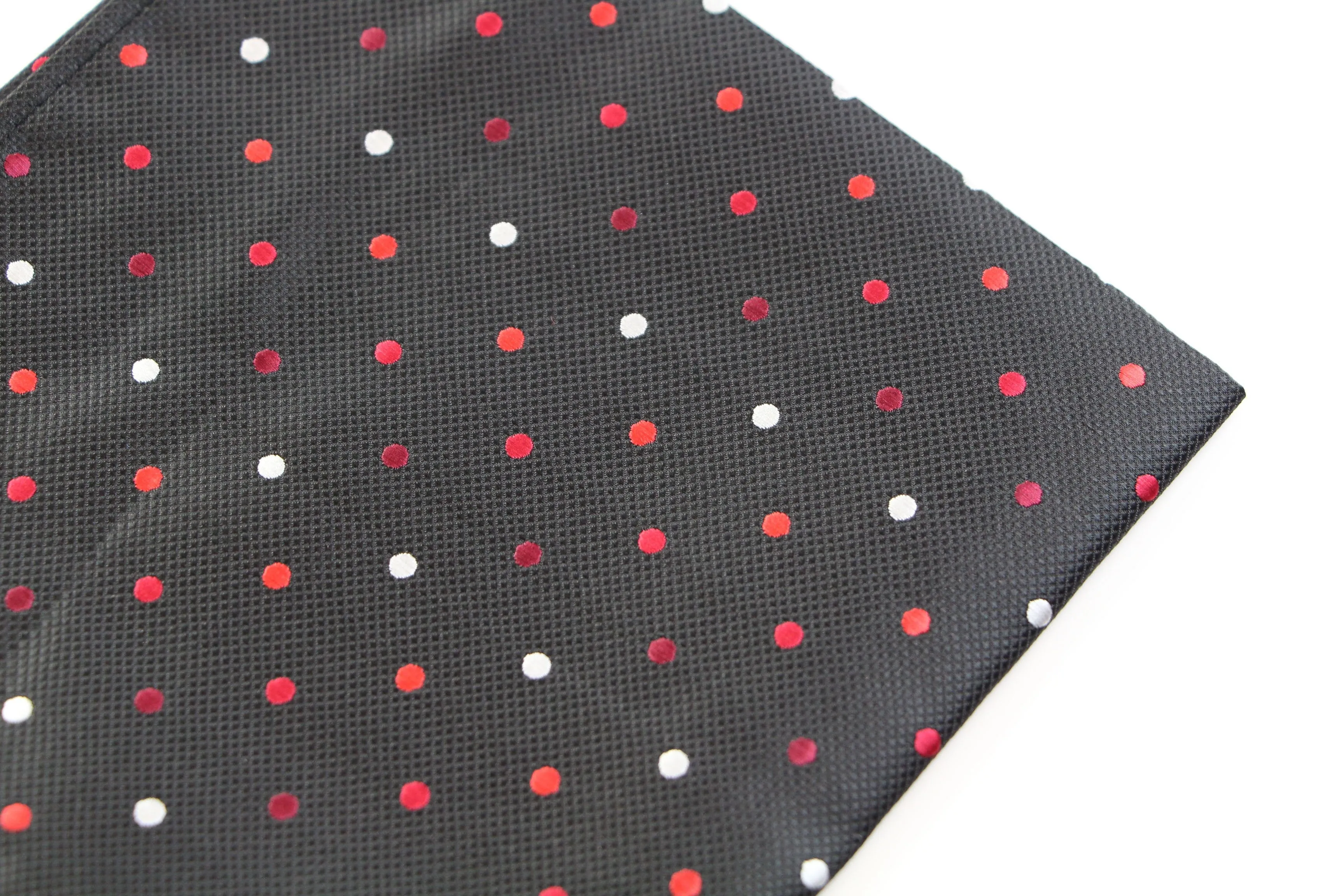 Mens Black Snake Pattern Small Polka Dot Silk Pocket Square