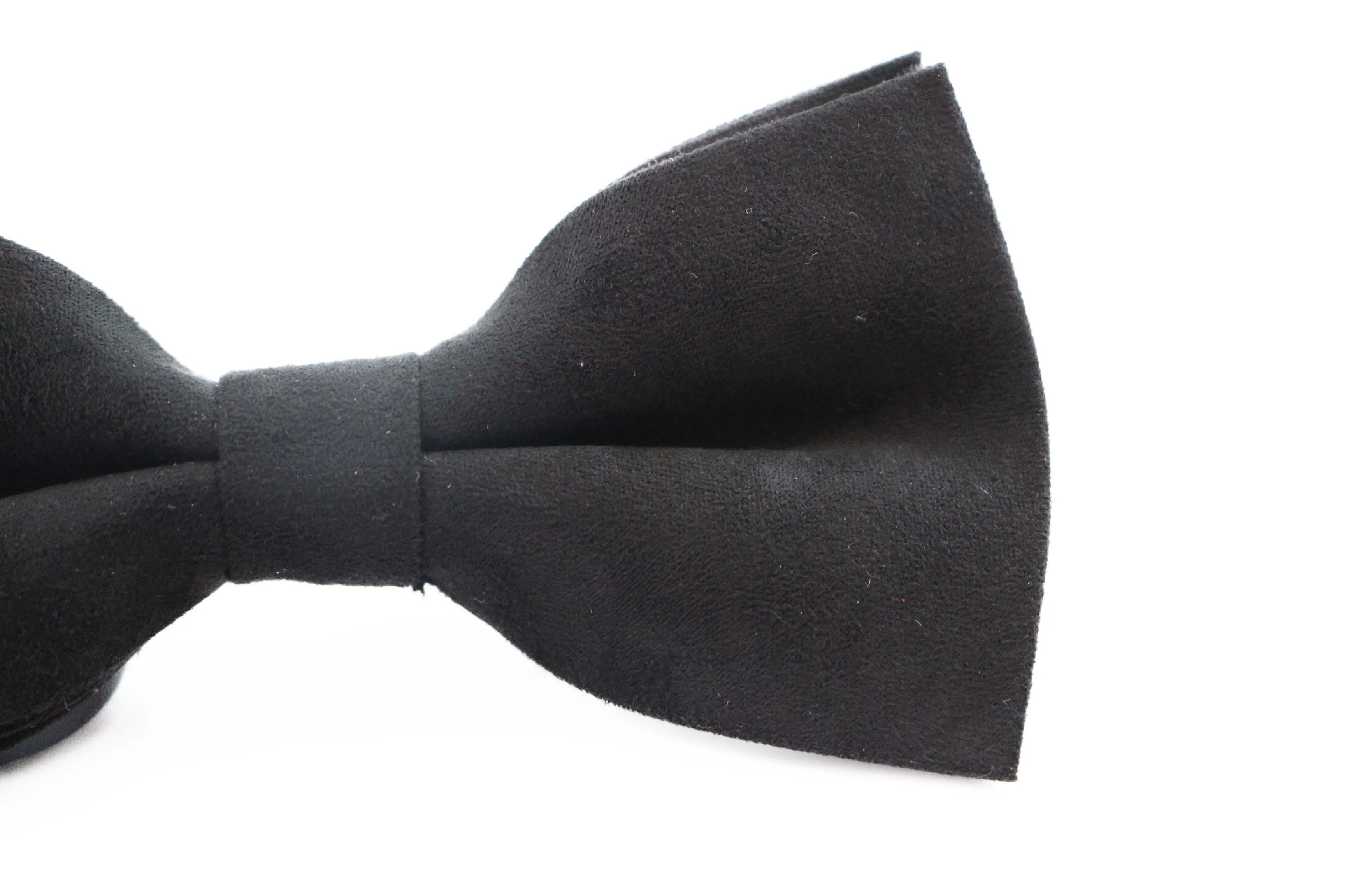 Mens Black Velvet Plain Colour Bow Tie