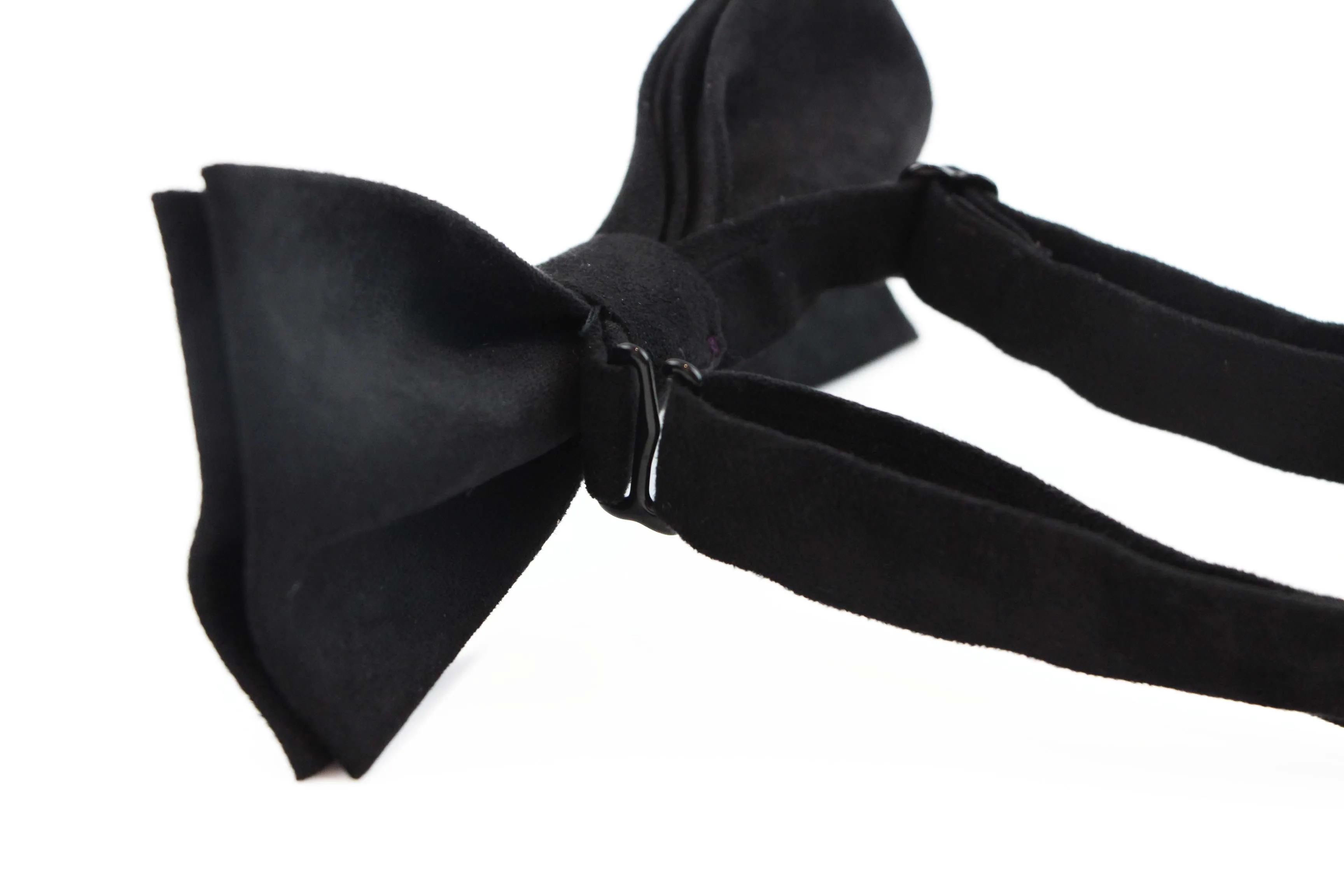 Mens Black Velvet Plain Colour Bow Tie