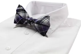 Mens Black, White & Purple Patterned Cotton Bow Tie