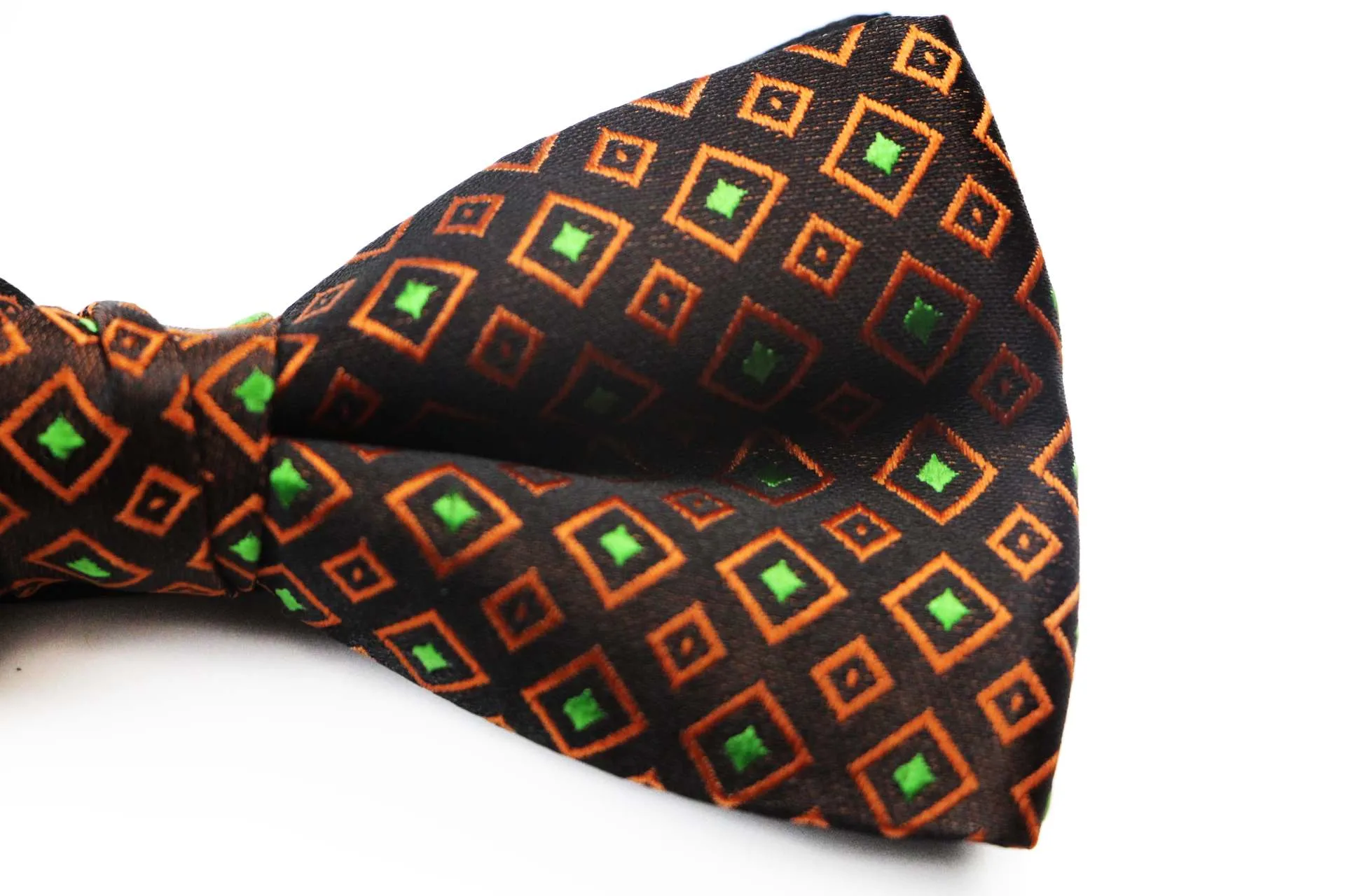 Mens Brown, Orange & Green Patterned Bow Tie