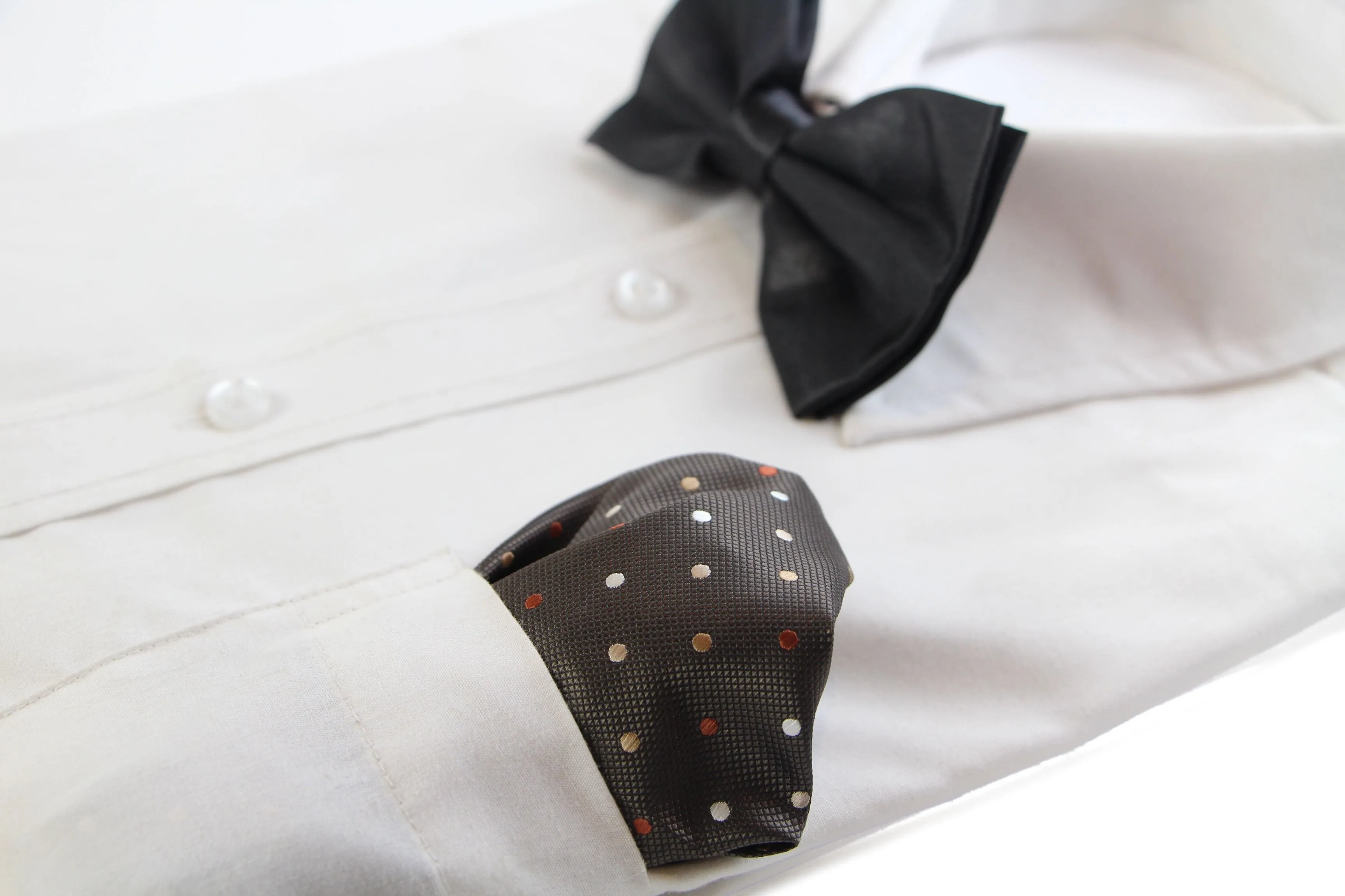 Mens Brown Small Polka Dot Silk Pocket Square