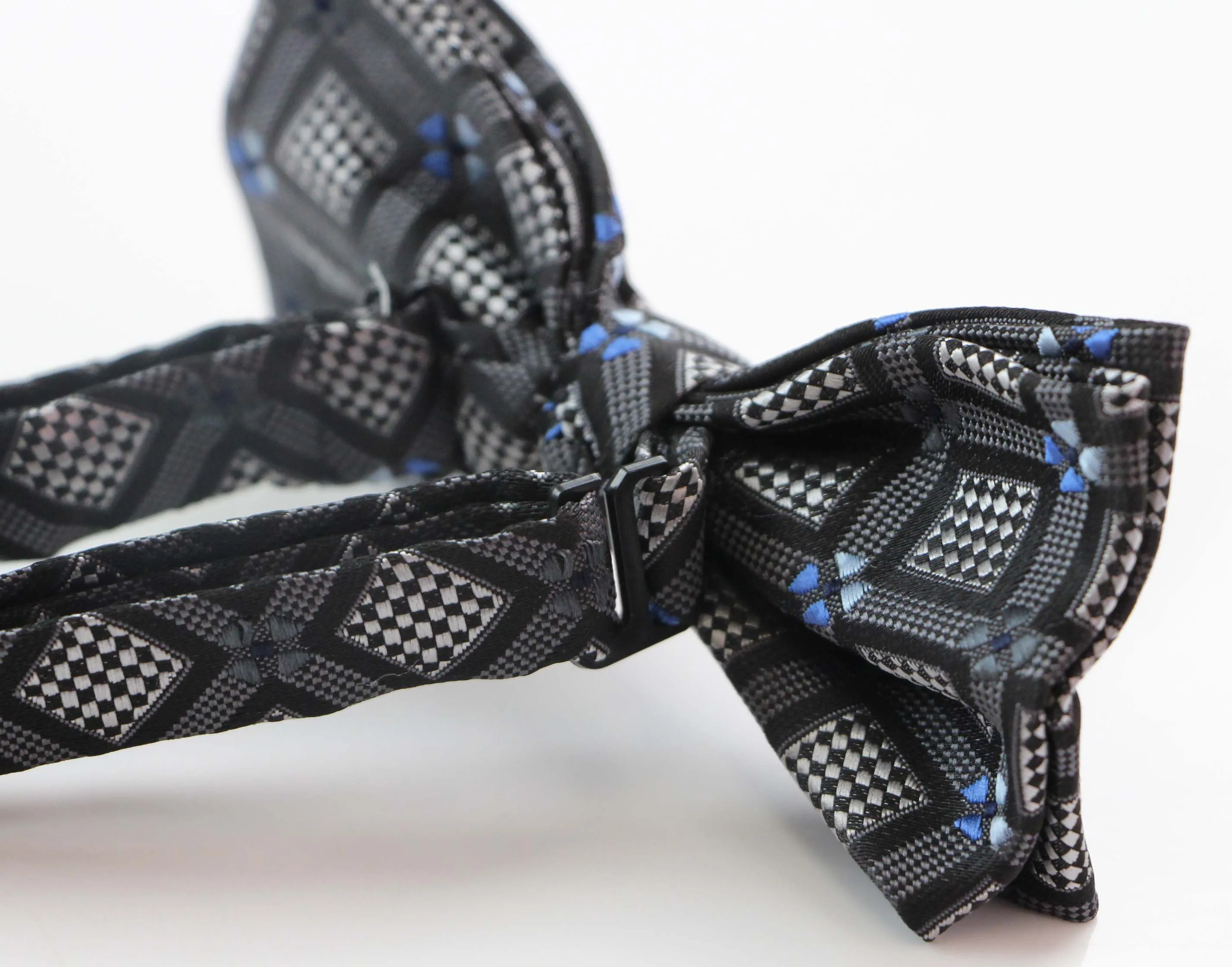 Mens Charcoal Patterned Bow Tie