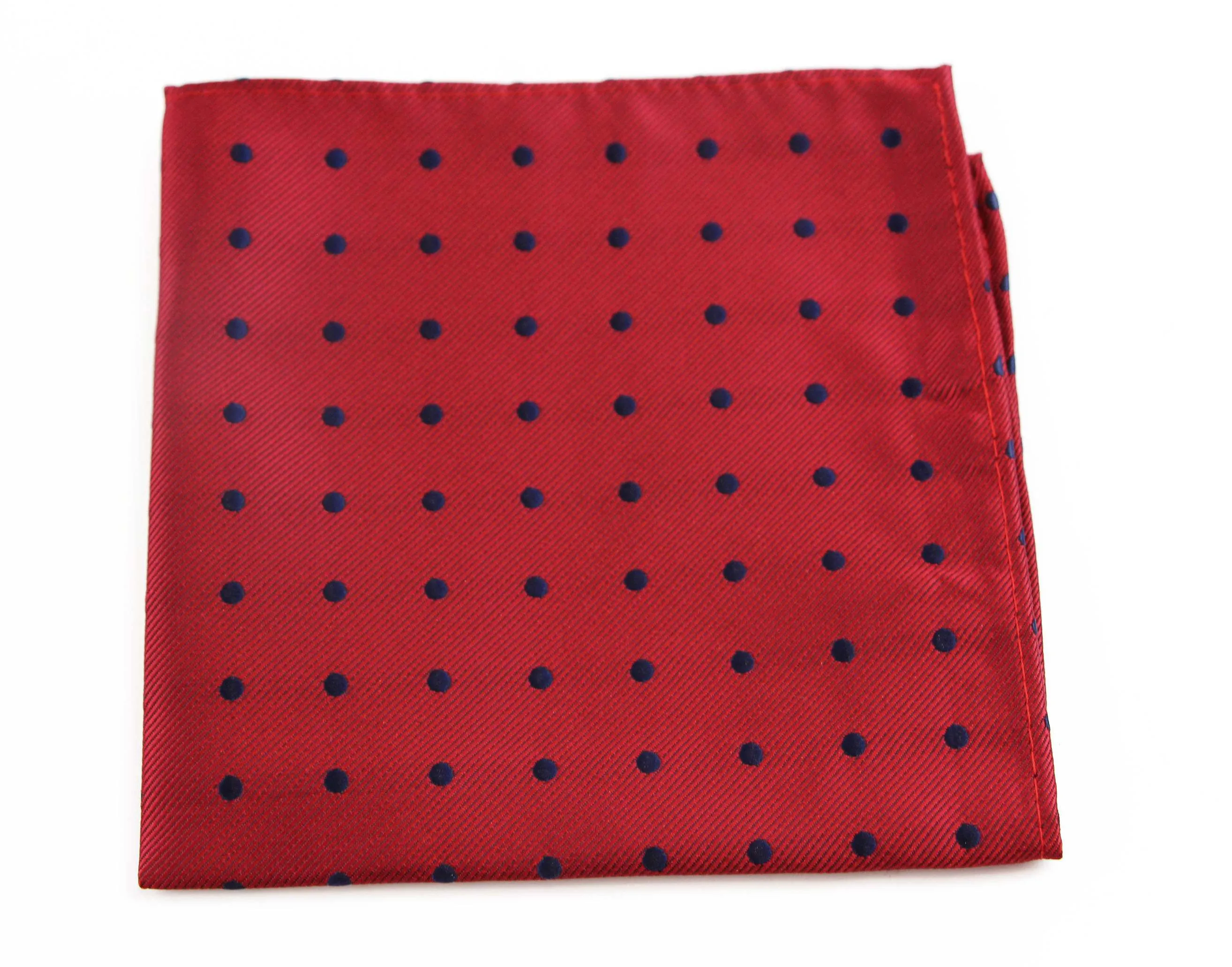 Mens Dark Red & Navy Small Polka Dot Silk Pocket Square