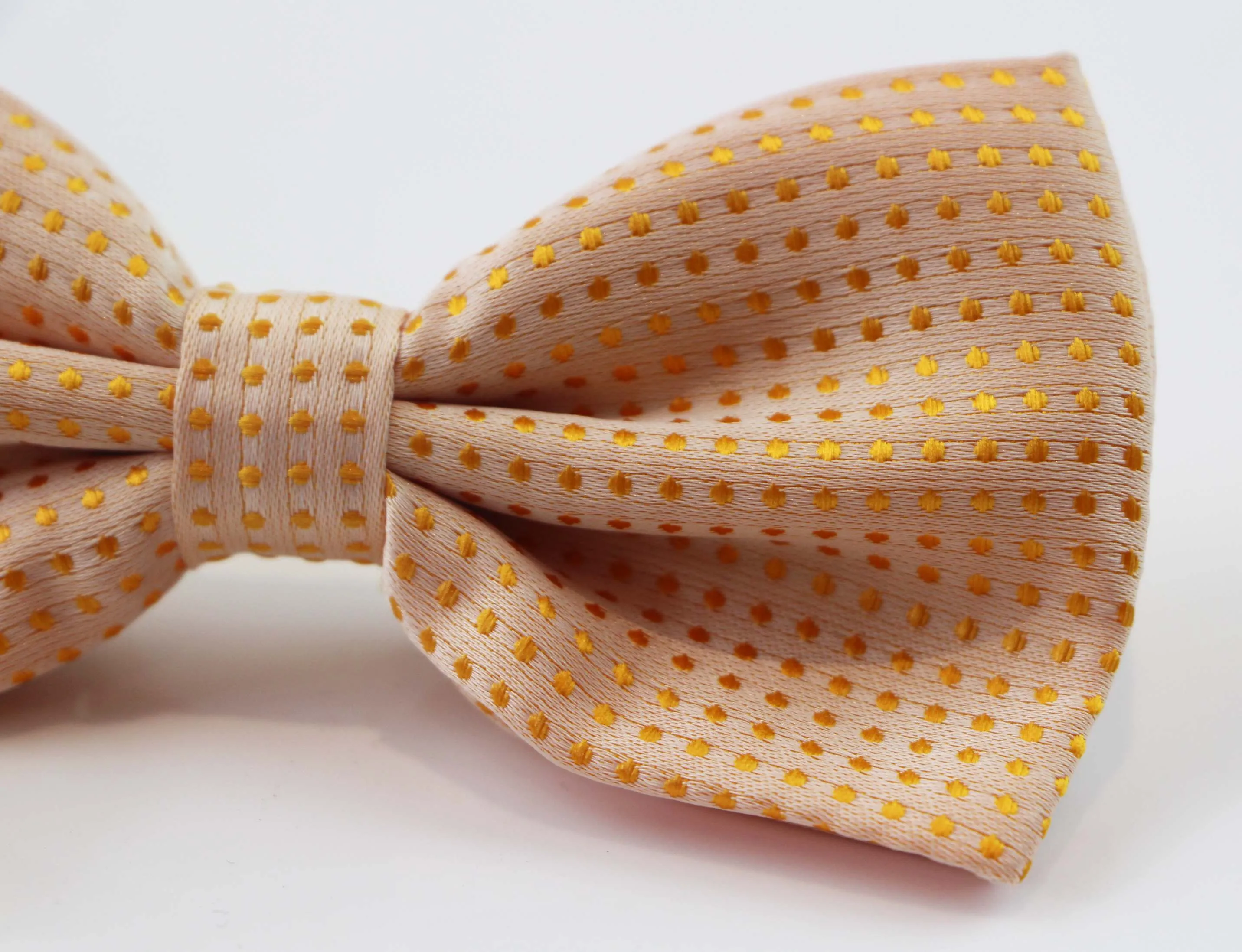 Mens Faint Orange Polka Dot Patterned Bow Tie