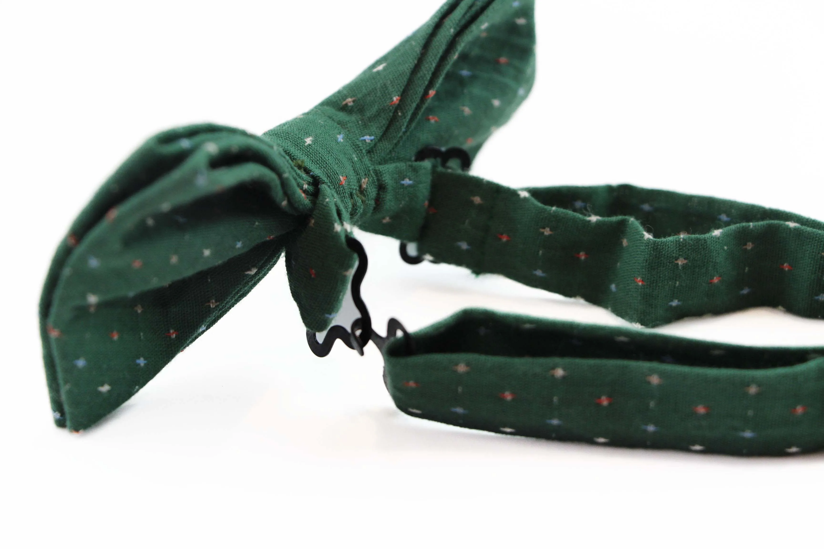 Mens Green Multicoloured Star Cotton Bow Tie