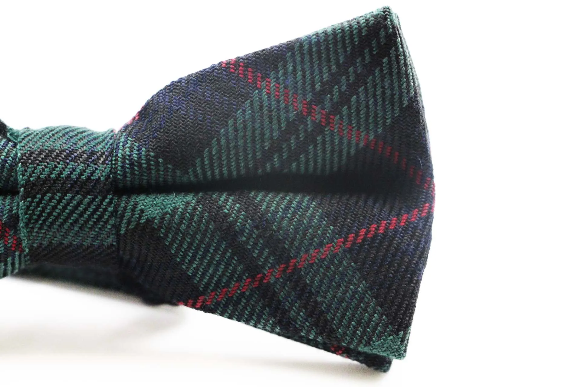 Mens Green Tarten Plaid Patterned Bow Tie