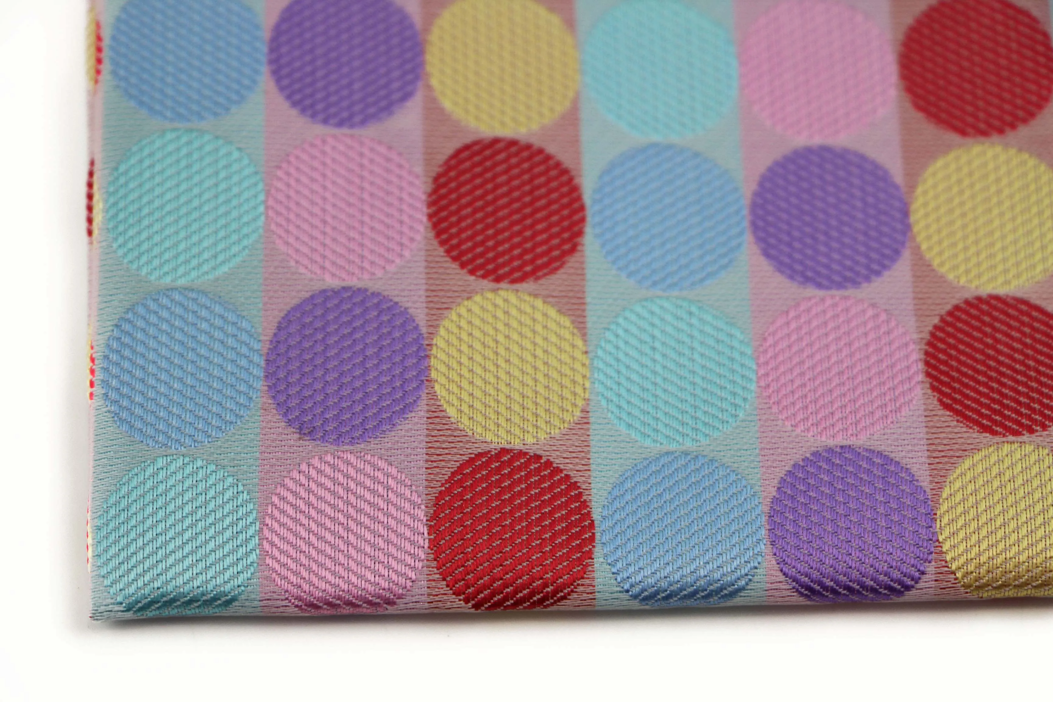 Mens Light Blue & Light Pink Large Polka Dot Silk Pocket Square