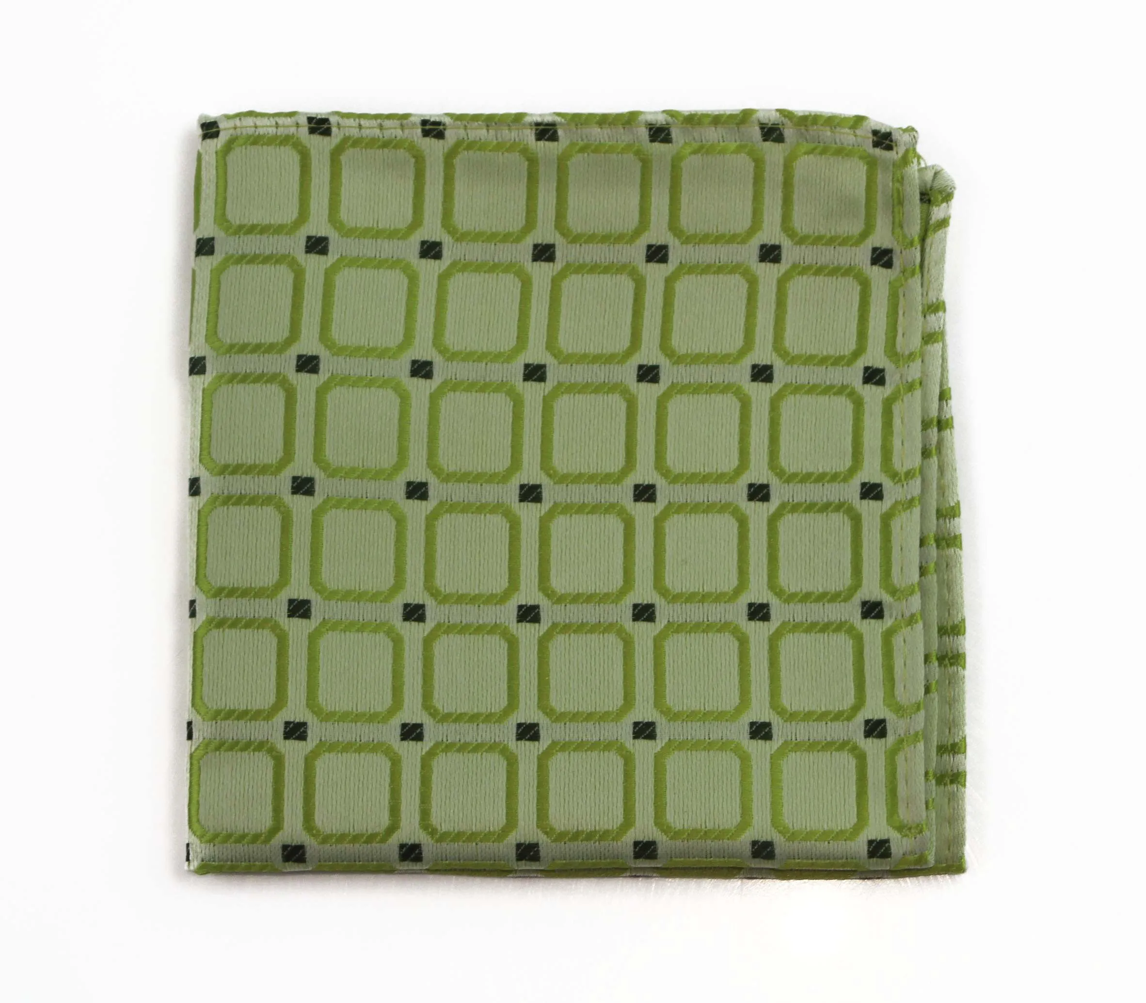 Mens Lime Green Cube Patterned Silk Pocket Square