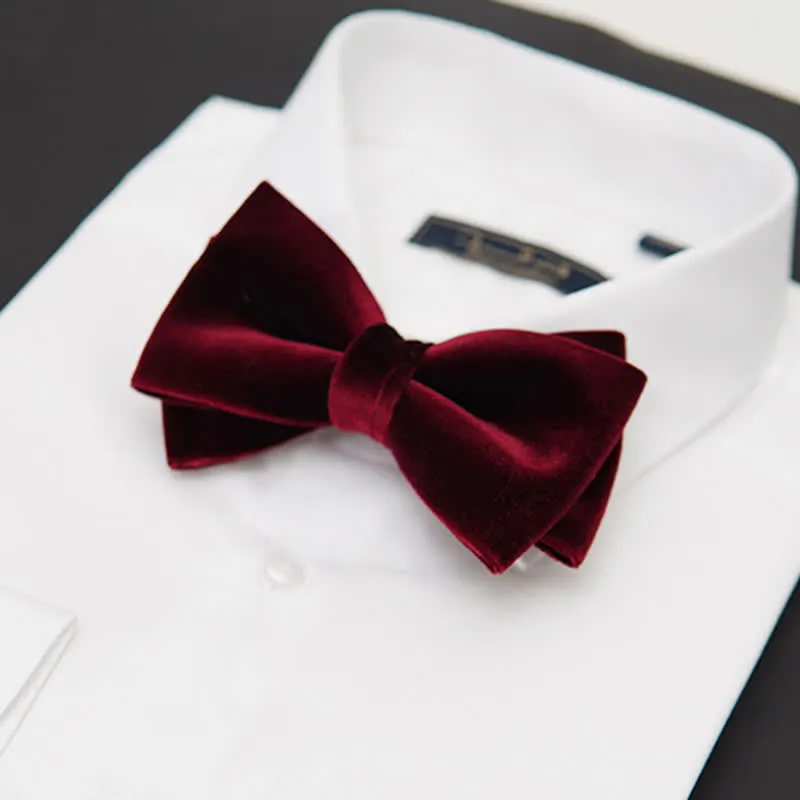 Men's Luxurious Double Layers Velvet Bow Tie