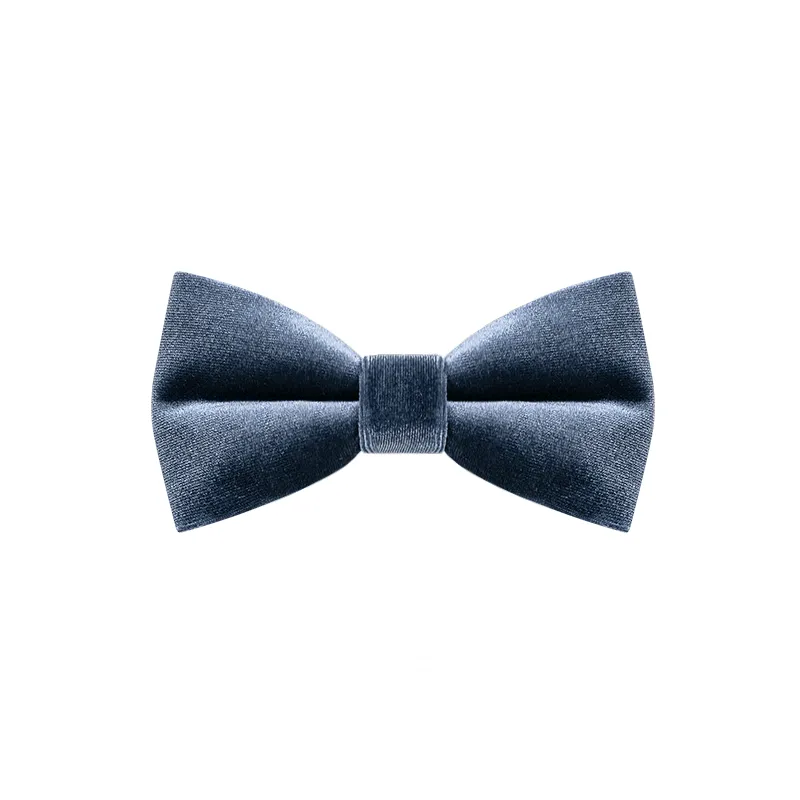 Men's Misty Gray Solid Color Velvet Bow Tie