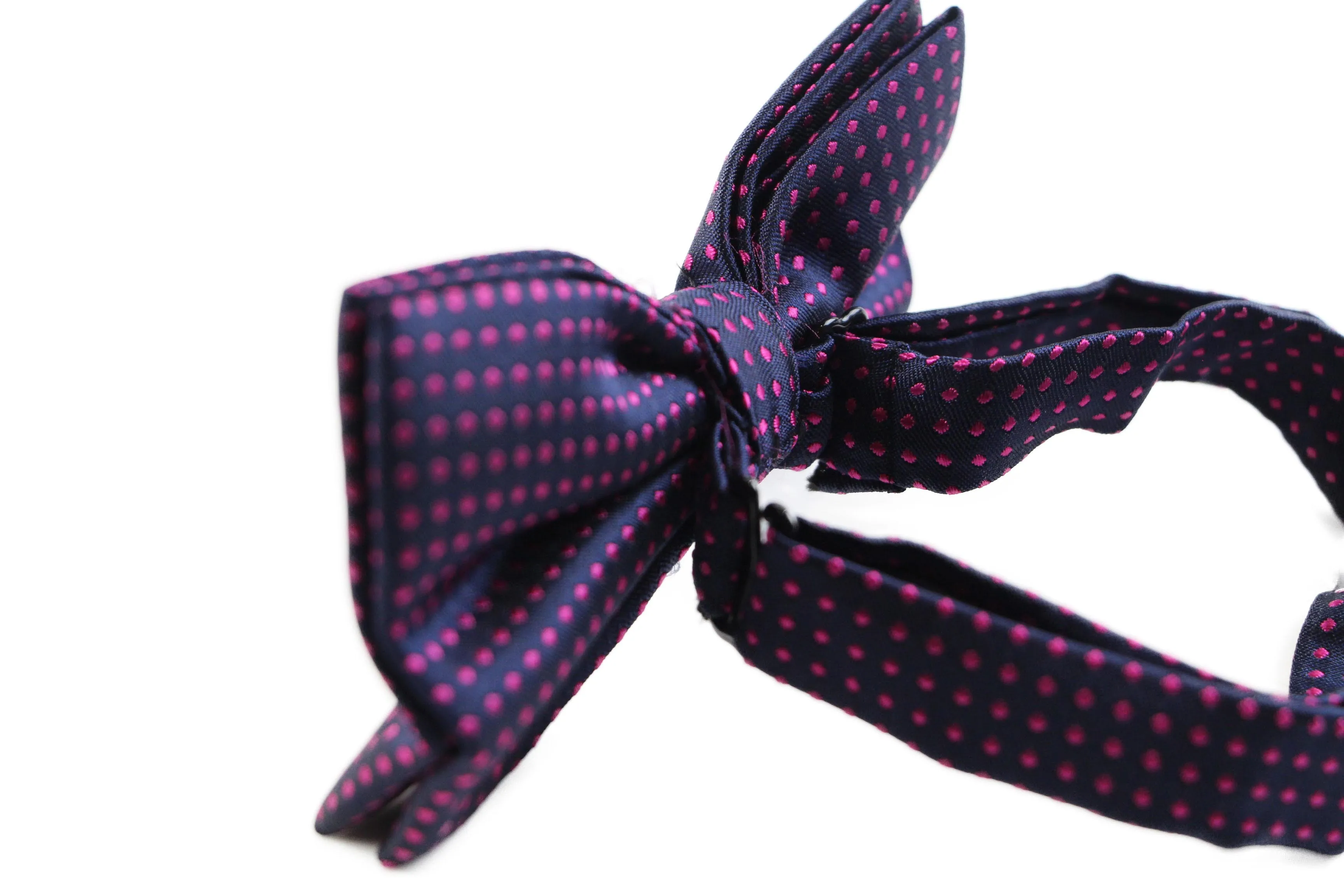 Mens Navy & Pink Polka Dot Patterned Bow Tie