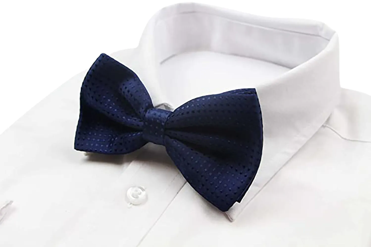 Mens Navy Polka Dot Patterned Bow Tie