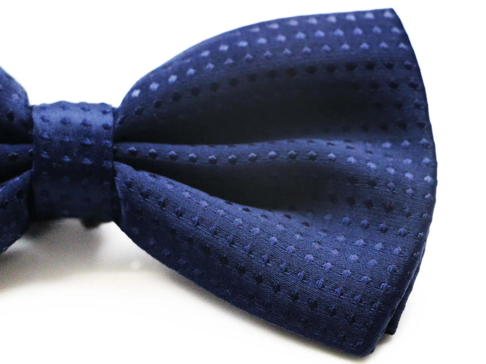 Mens Navy Polka Dot Patterned Bow Tie