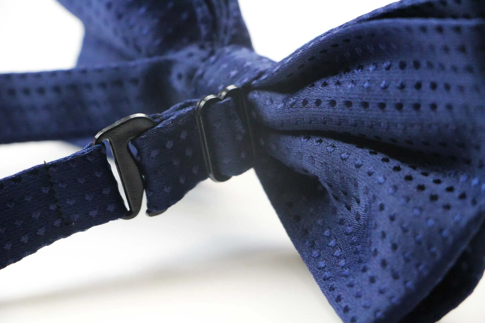 Mens Navy Polka Dot Patterned Bow Tie