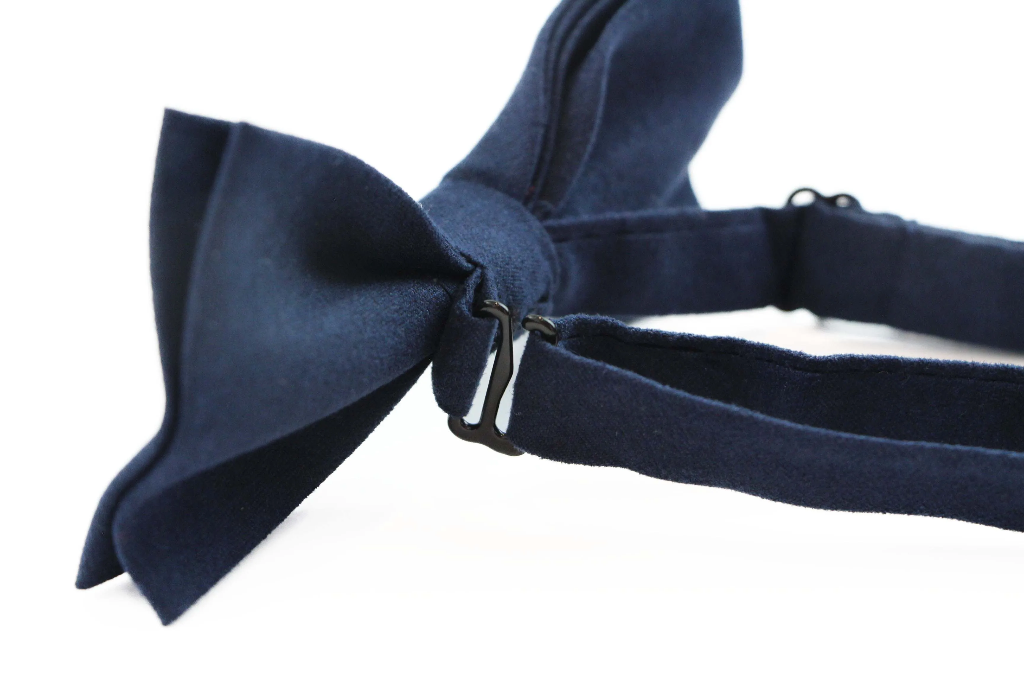 Mens Navy Velvet Plain Colour Bow Tie