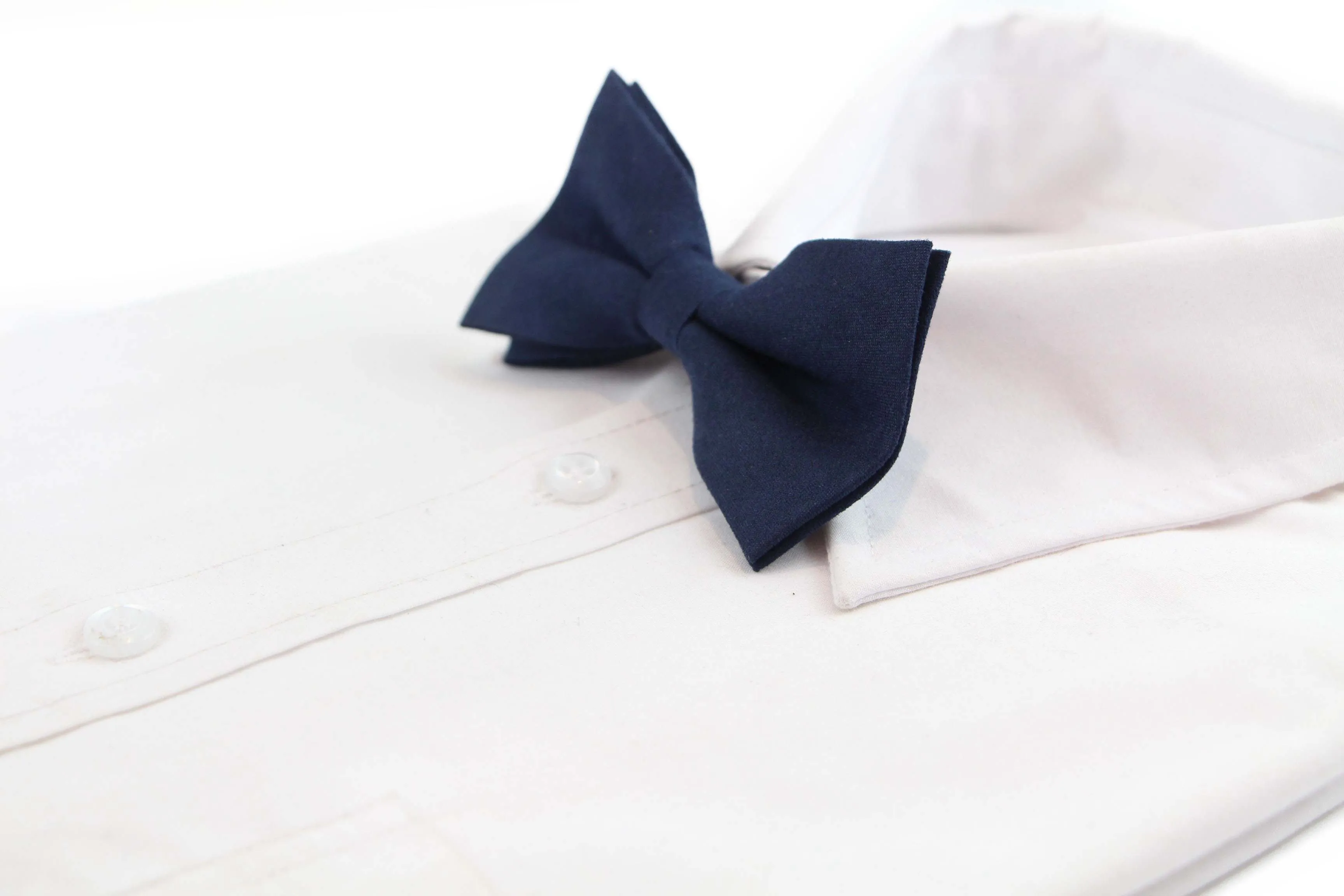 Mens Navy Velvet Plain Colour Bow Tie