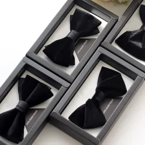 Men's Noble Solid Black Velvet Wedding Bow Tie