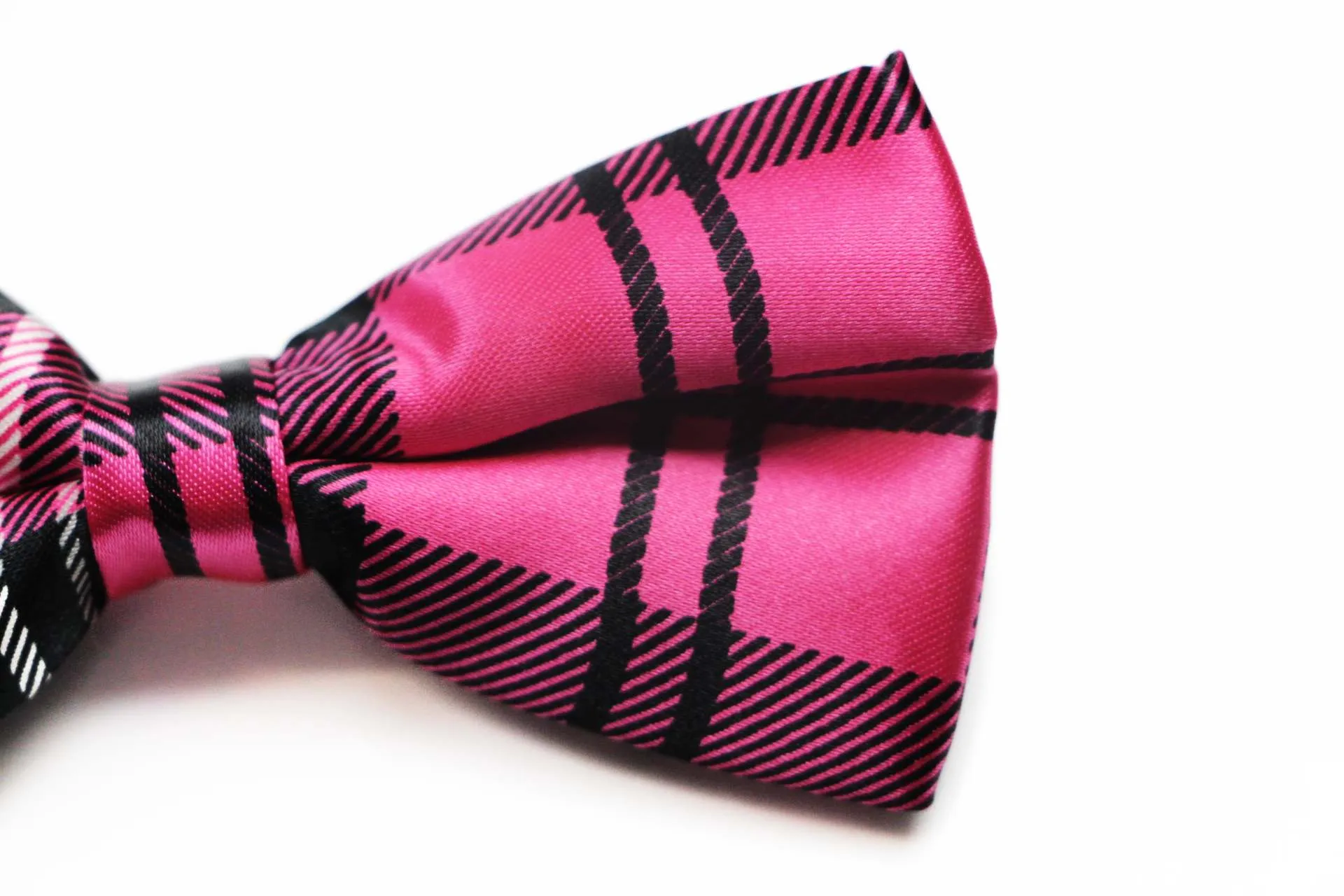 Mens Pink Tarten Plaid Patterned Bow Tie